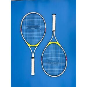 Set of 2 Slazenger Ace Tennis Rackets 27" Aluminum Frames Silver/Yellow